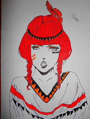 red-haired female sketch, drawing