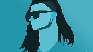 man wearing sunglasses illustration, Skrillex, minimalism, illustration, face HD wallpaper