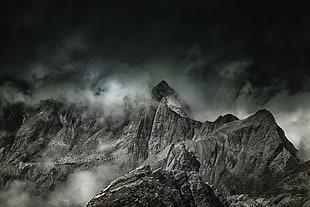rocky mountain, Mountains, Fog, Summit