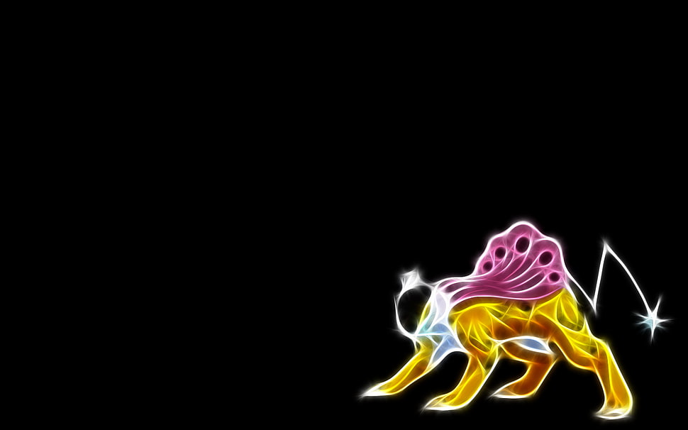 yellow and pink abstract illustration, Pokémon, Fractalius, Raikou HD wallpaper