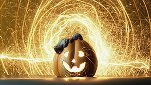 Jack-O-Lantern, pumpkin, long exposure, Halloween, lights