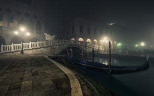 black and gray metal frame, Venice, night
