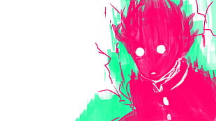 red human figure illustration, Mob Psycho 100, anime, Kageyama Shigeo, white  background