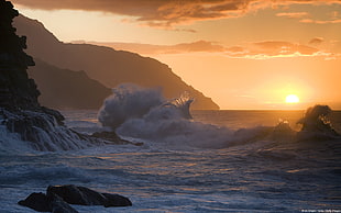 sea wave, nature, sea, landscape, waves HD wallpaper