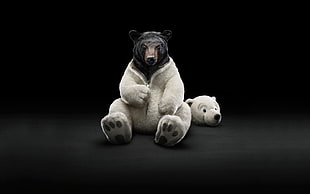 black bear, black, bears, digital art, simple background HD wallpaper