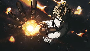 Genos from One Punch Man anime illustration HD wallpaper