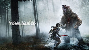 Rise of the Tomb Raider art with bear HD wallpaper