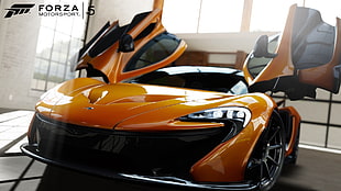 orange Forza sports coupe, McLaren, McLaren P1, Forza Motorsport, Forza Motorsport 5 HD wallpaper