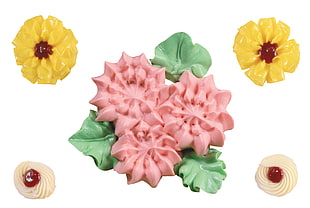 pink and green floral candies