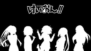 black and white female anime characters, anime, K-ON!, Hirasawa Yui, Akiyama Mio