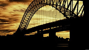silhouette of bridge, photography, sunset, bridge, Sydney Harbour Bridge HD wallpaper