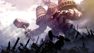 Shadow of Colossus video game illustration, digital art, giant, Demigod