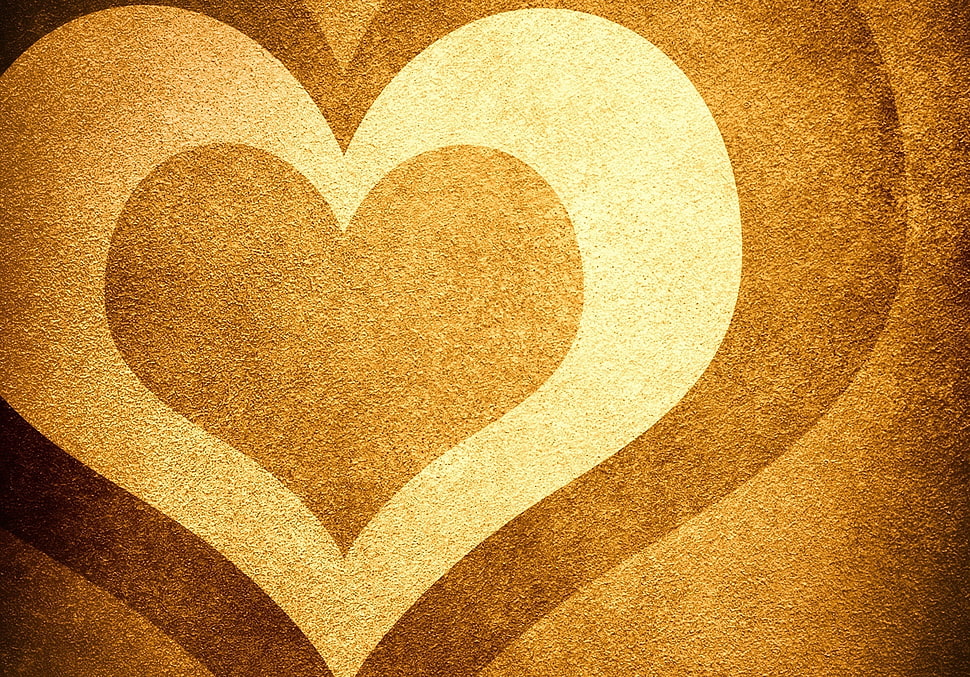 brown and beige heart painting HD wallpaper