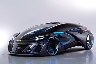 black and blue Chevrolet concept electric car
