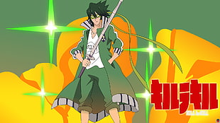 man wearing green coat holding sword anime character, Kill la Kill, Sanageyama Uzu, vector, anime HD wallpaper