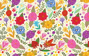 white and red floral illustration