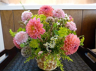 bouquet of pink and green flowers