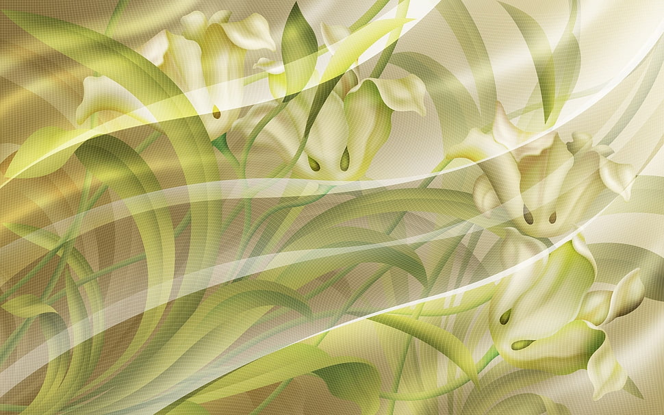 green and white floral HD wallpaper