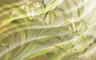 green and white floral