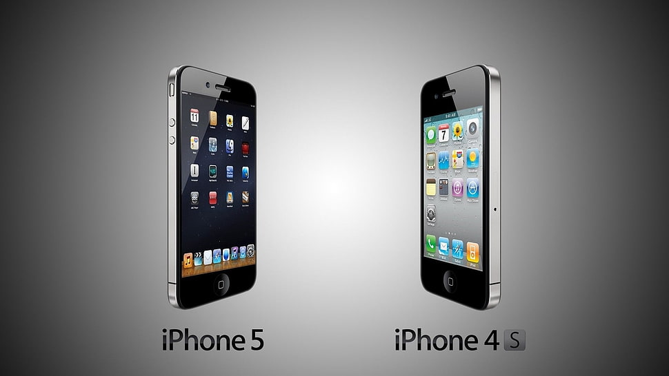 black iPhone 5 and iPhone 4S HD wallpaper