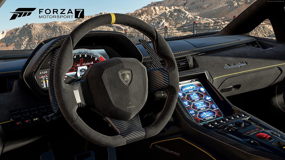black Forza 7 steering wheel HD wallpaper