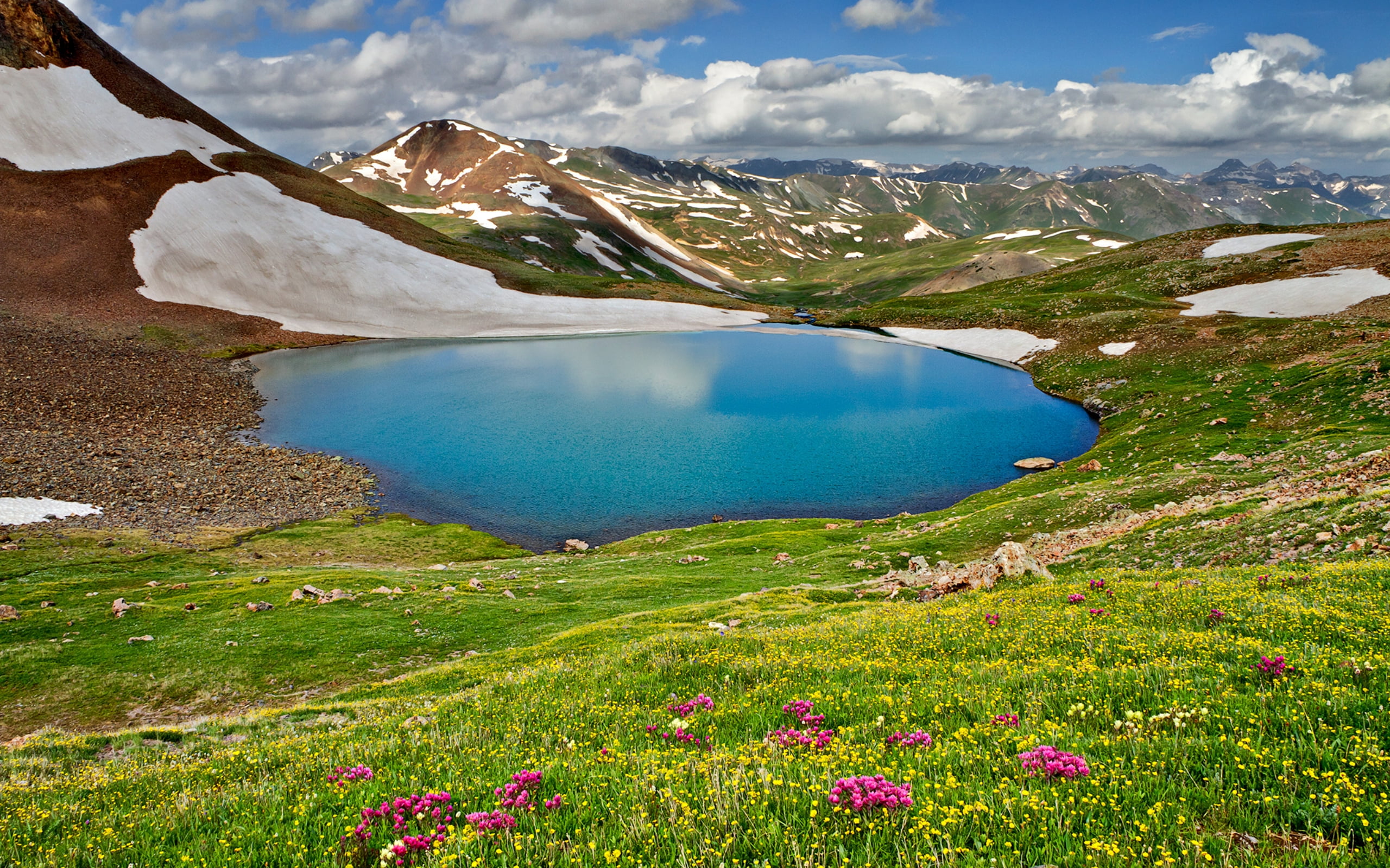 Photo Of Lake Surrounded By Mountain Ranges And Plants During Daytime