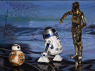 R2-D2, BB8 and C3P0 HD wallpaper