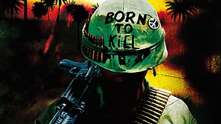 black assault rifle photo, Full Metal Jacket, artwork, gun, Vietnam War