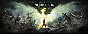 Dragon Age Inquisition digital wallpaper, Dragon Age Inquisition, dragon, bow and arrow, sword