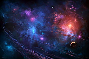 galaxy painting, space, space art, stars HD wallpaper