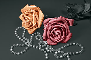 beaded gray accessory, Rose, Beads, Decoration HD wallpaper