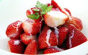 red sliced strawberries