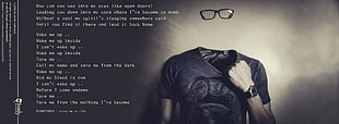 Evanescence album poster, headless, quote, glasses, men HD wallpaper