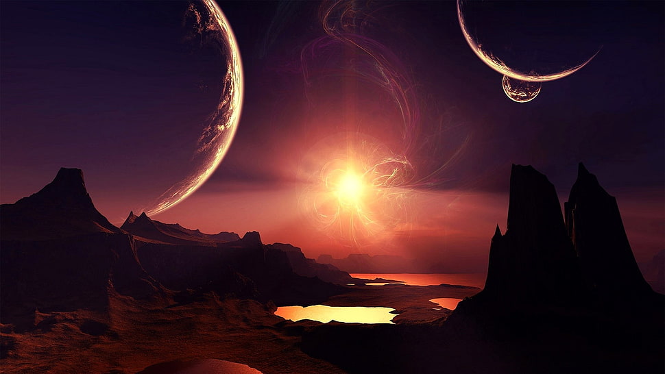 video game digital wallpaper, space, planet, abstract HD wallpaper
