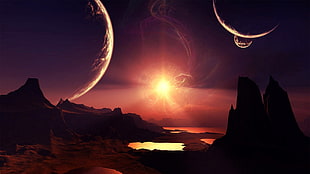 video game digital wallpaper, space, planet, abstract