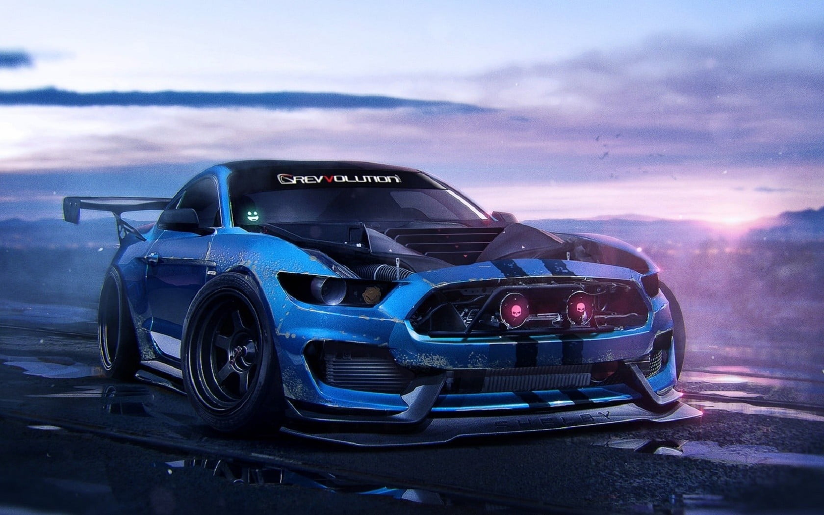 Beige Car Ford Mustang Grid 2 Race Cars Motion Blur Hd Wallpaper Wallpaper Flare