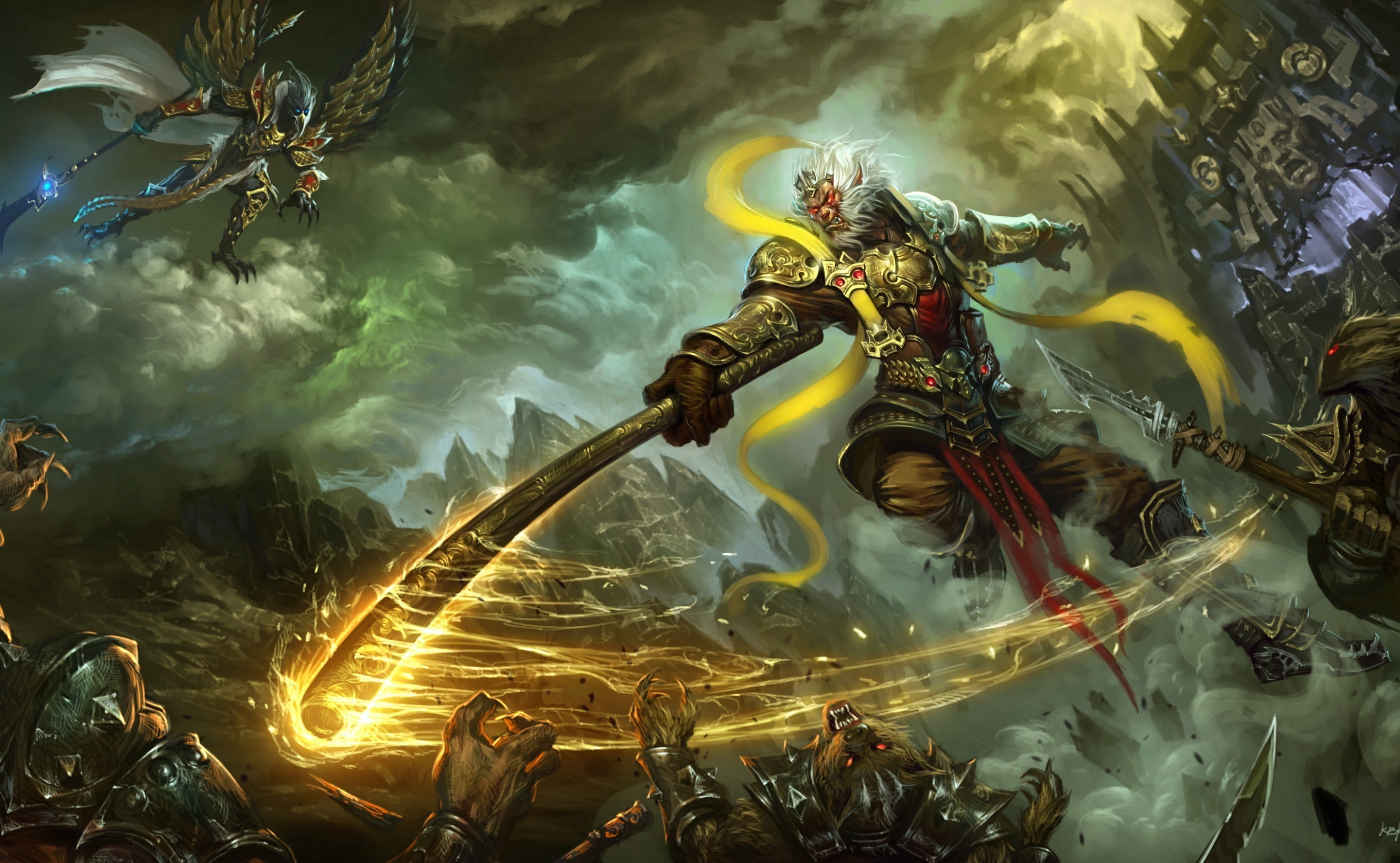 Monkey King DOTA 2 wallpaper, artwork, fantasy art