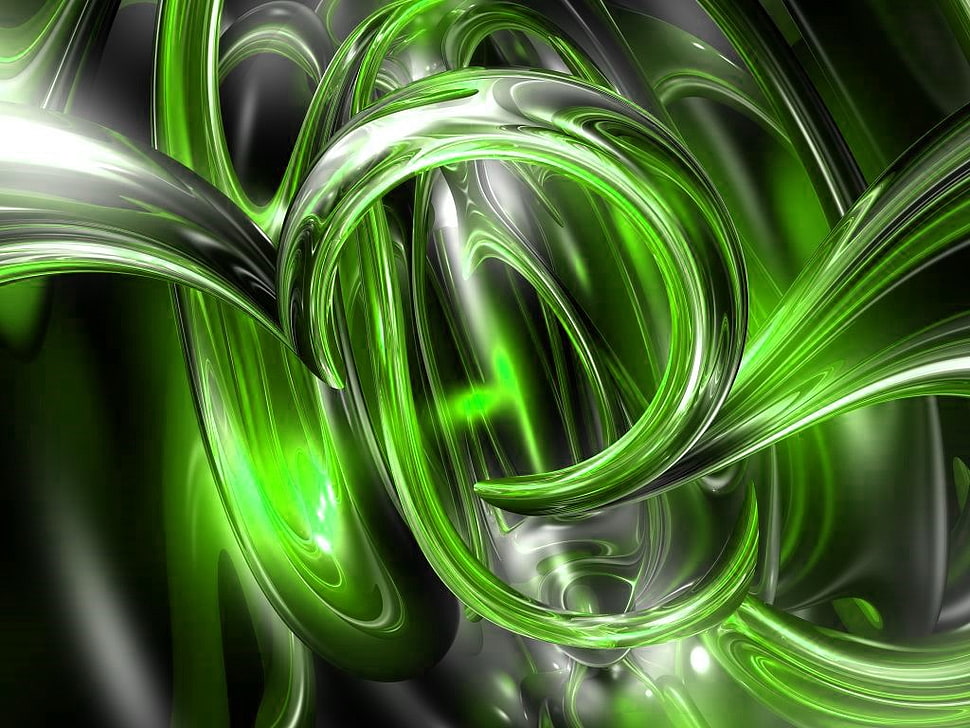 green and gray art illustration, abstract, render, digital art, CGI HD wallpaper
