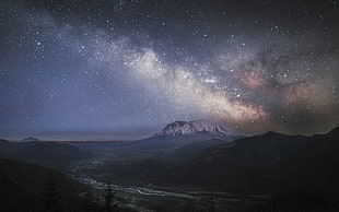 starry nights, landscape, nature, mountains, Milky Way
