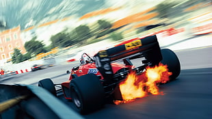 red and black race cart, Ferrari, Formula 1, race cars, Monaco
