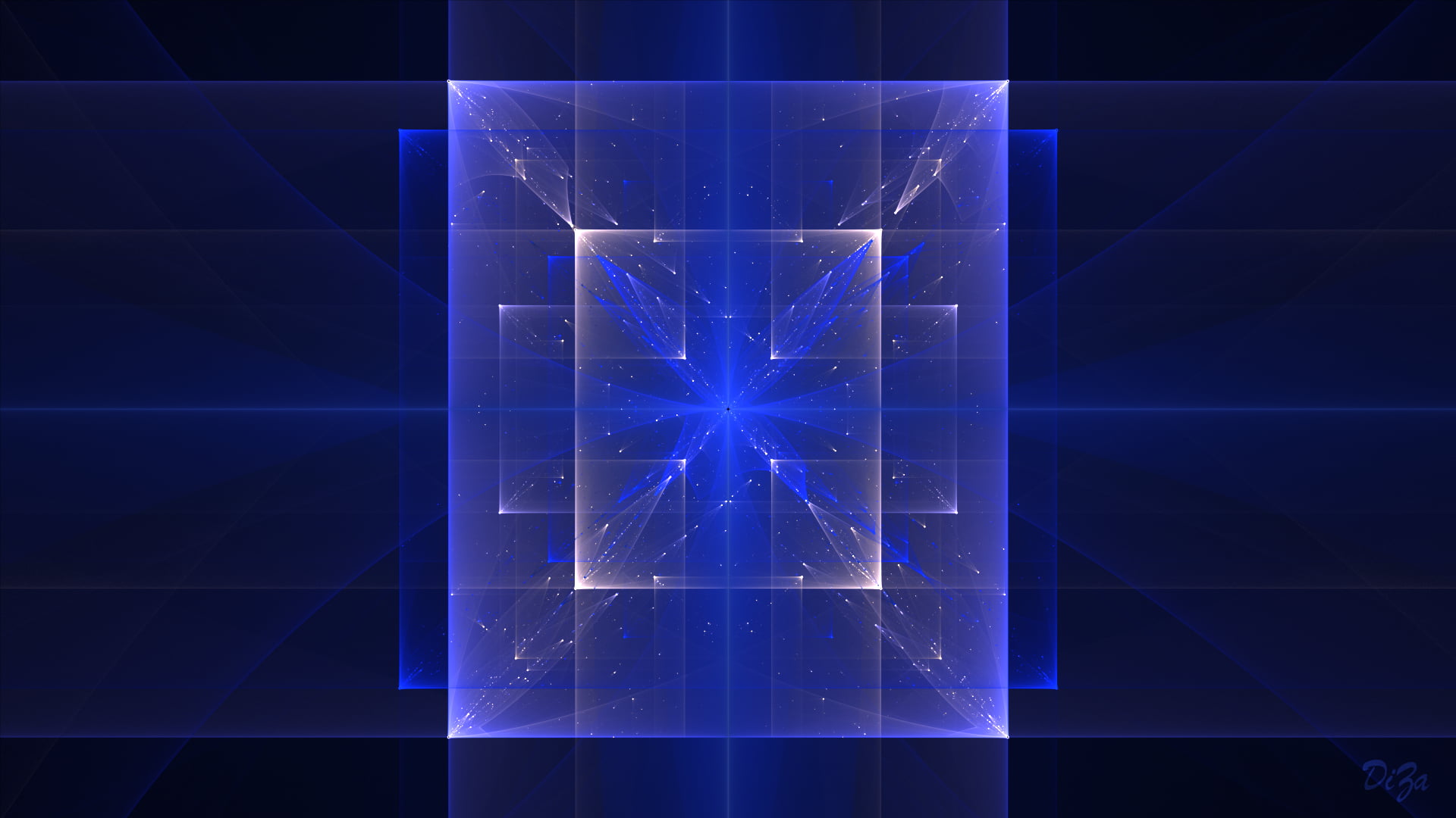 blue abstract wallpaper, fractal, artwork