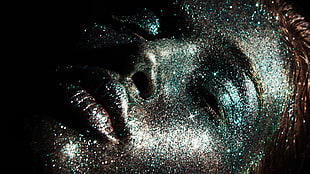 black face makeup, glitter, calm, Anais Pouliot HD wallpaper