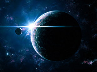 black planet illustration, space