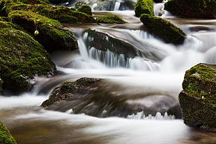 time lapse photography of water stream