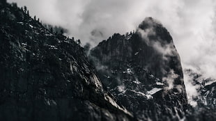 grayscale mountain, nature, mountains