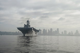 aircraft carrier ship, uss makin island, military, San Diego, ship