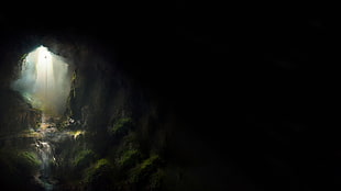 gray cave, fantasy art HD wallpaper