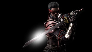 man holding sword hero game character digital wallpaper