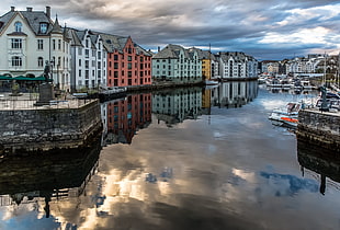 assorted-color houses, Norway, Alesund, cityscape