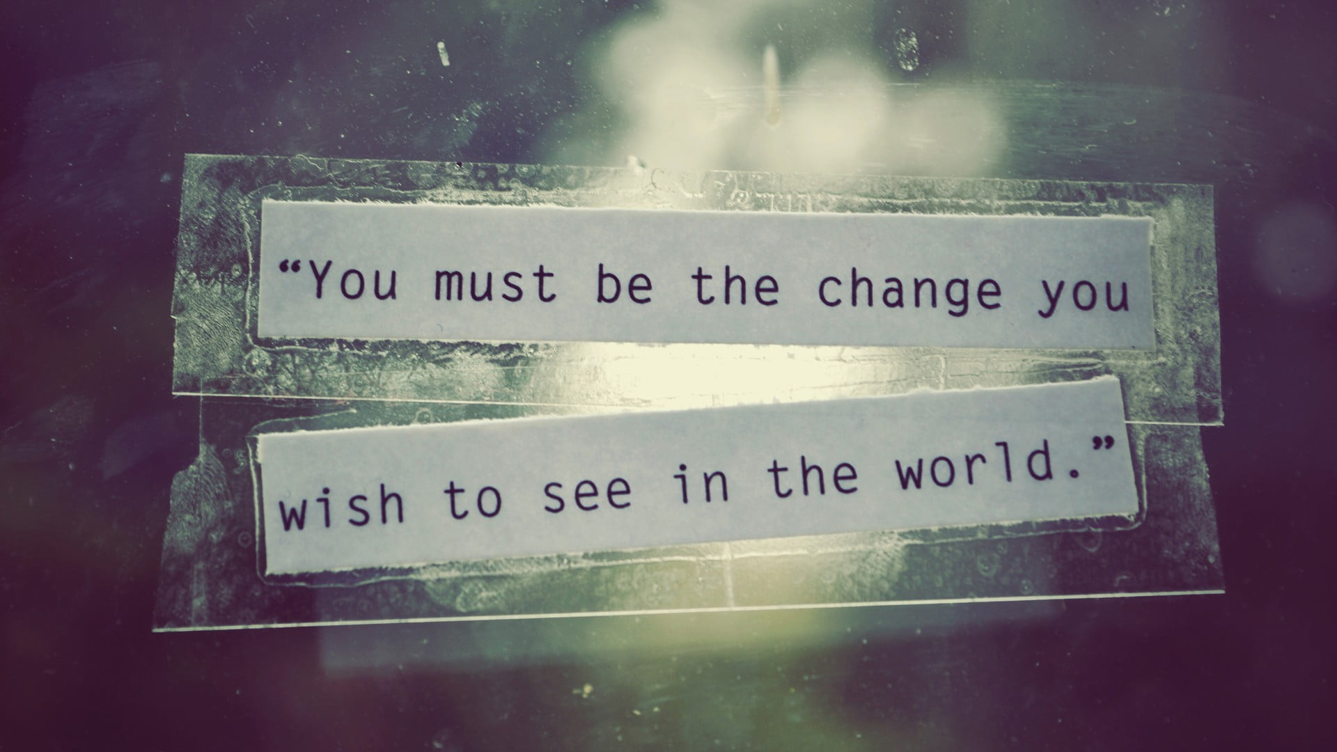 You must be the change you wish to see in the world